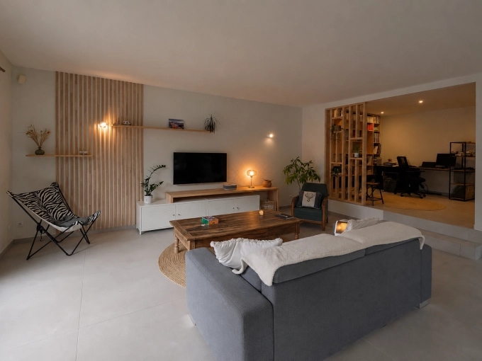 Home, Bohemian, Scandinavian, Nature, Living room, Office, Dining room, Full Project