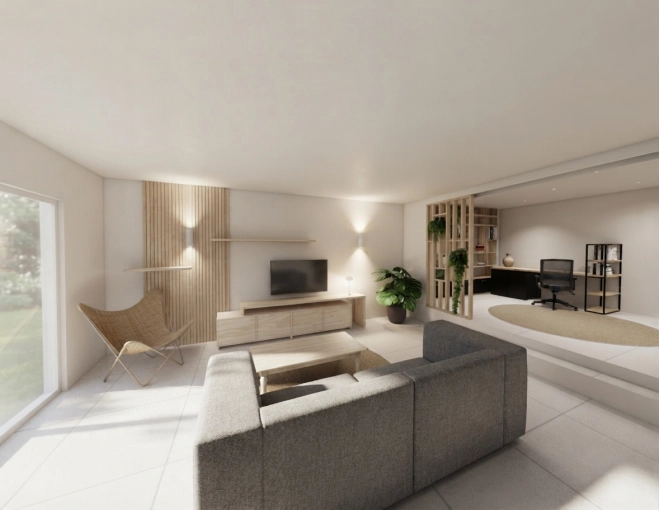 Home, Minimalist, Contemporary, Full Project, Creation of exclusive furniture, 3D ambiance, Renovation