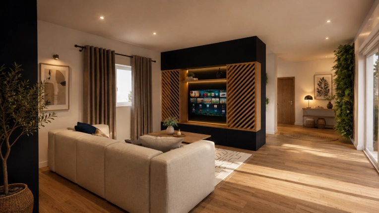 Minimalist, Contemporary, Nature, Living room, Consultation Visit, Full Project, Creation of exclusive furniture, Shopping list, 3D ambiance, Plan, Renovation