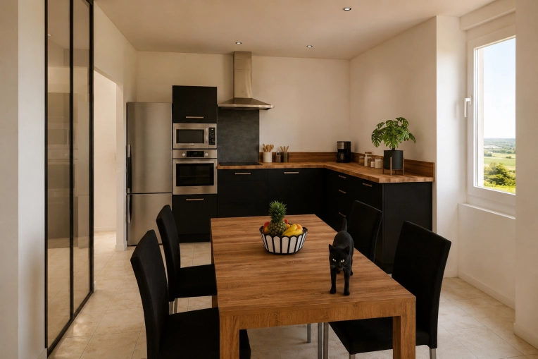 Industrial, Kitchen, Home Staging, 3D ambiance