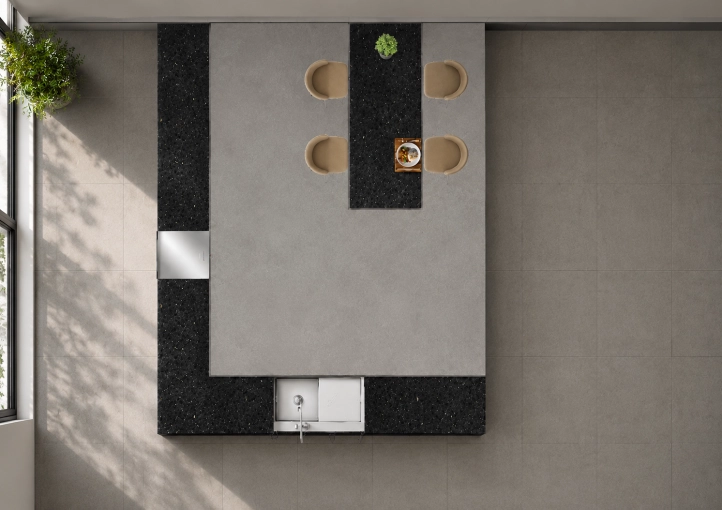 Industrial, Minimalist, Contemporary, Kitchen, Shopping list, 3D ambiance, Plan