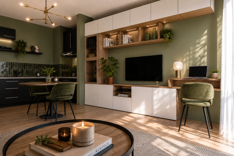 Scandinavian, Flats / Apartments, Full Project, Creation of exclusive furniture, 3D ambiance, Plan