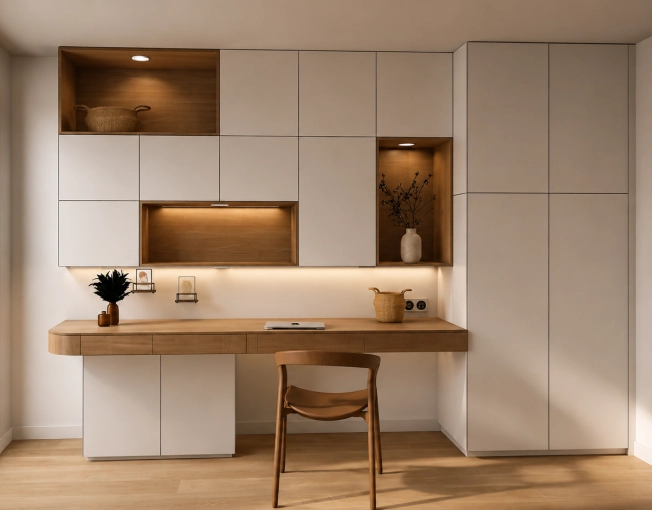 Minimalist, Scandinavian, Office, Creation of exclusive furniture, 3D ambiance