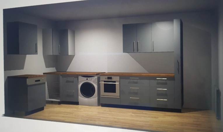 Kitchen, 3D ambiance, Plan