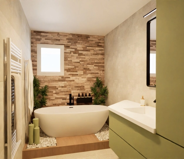 Bathroom, Nature, 3D ambiance, Plan
