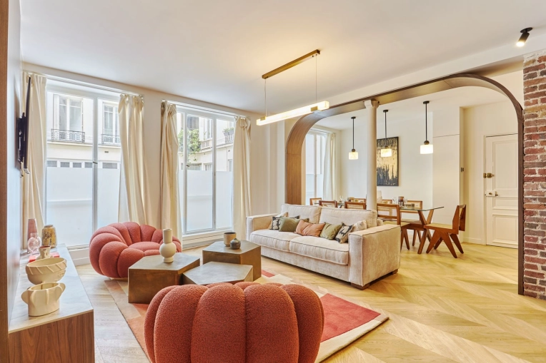 Contemporary, Chic, Living room, Full Project