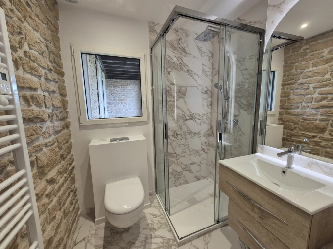 Contemporary, Vintage, Bathroom, Chic, Full Project, Energy renovation, 3D ambiance, Plan, Renovation