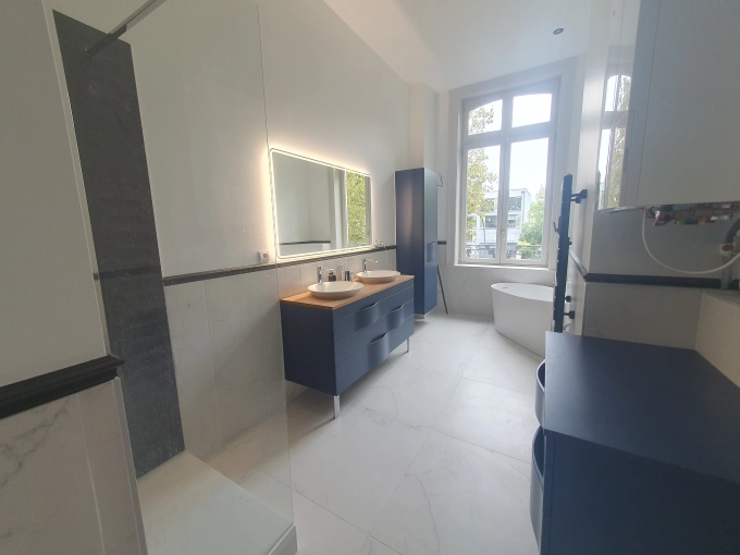 Contemporary, Vintage, Bathroom, Chic, Full Project, Energy renovation, 3D ambiance, Plan, Renovation