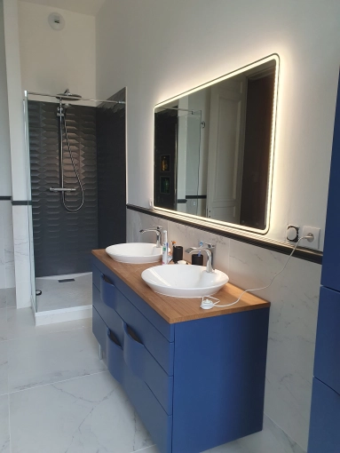 Contemporary, Vintage, Bathroom, Chic, Energy renovation, 3D ambiance, Plan, Renovation
