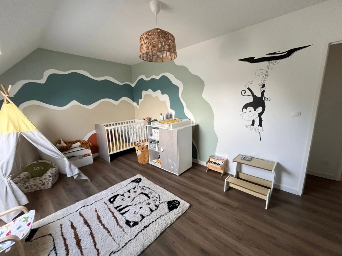 Maison individuelle, Bohème, Scandinave, Chambre