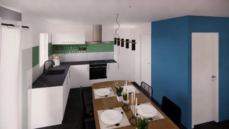 Maison individuelle, Contemporain, Salle de bain, Cuisine