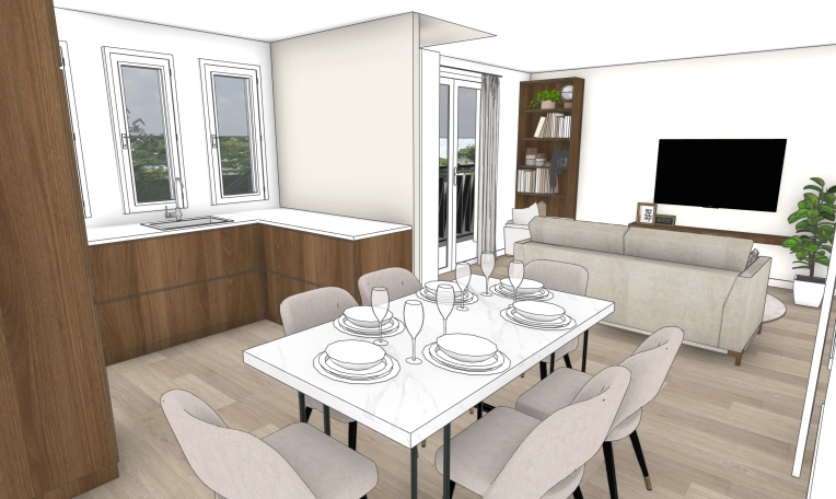 Flats / Apartments, Chic, Full Project, 3D ambiance, Plan, Renovation