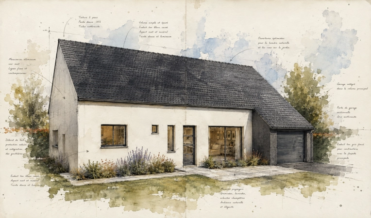 Home, Contemporary, Chic, Full Project, 3D ambiance, Plan