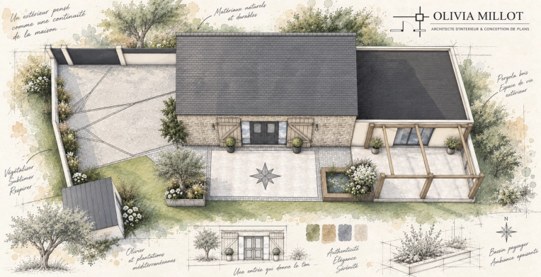Rustic, Vintage, Outdoor/Garden, Chic, Full Project, 3D ambiance, Plan, Renovation
