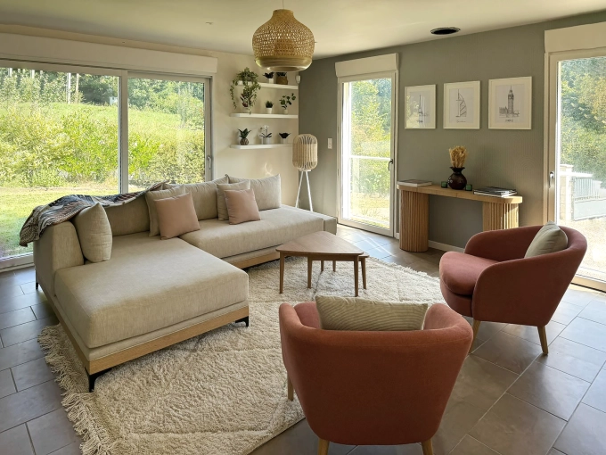 Bohemian, Nature, Living room, Creation of exclusive furniture, Shopping list, 3D ambiance, Layout
