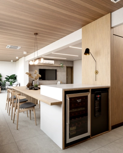 Contemporary, Chic, Dining room, Creation of exclusive furniture, 3D ambiance, Plan, Layout