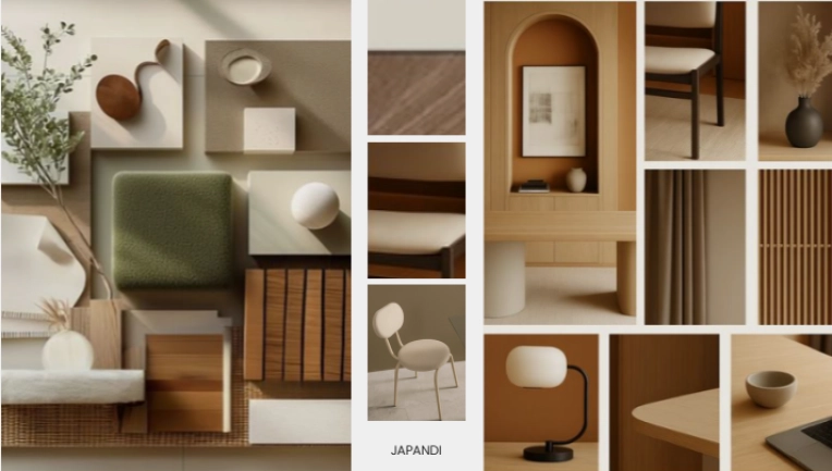 Japanese, Dining room, 3D ambiance, Textile designer
