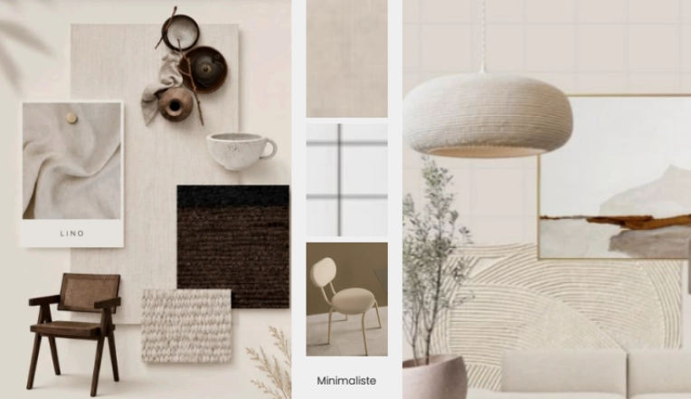 Minimalist, Feng Shui, Office, Shopping list, 3D ambiance, Textile designer