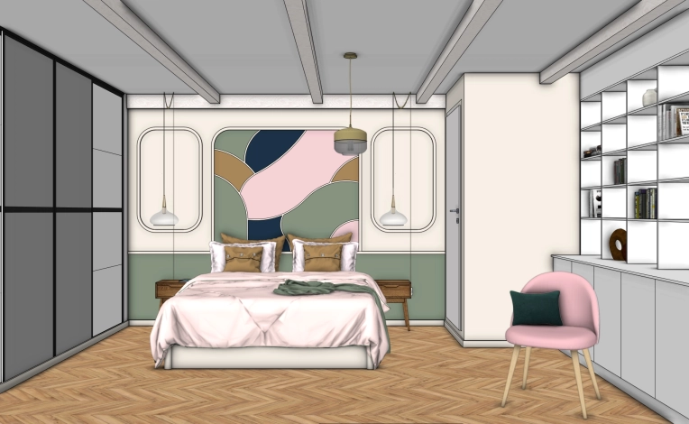 Vintage, Room, Full Project, Coach shopping, Shopping list, 3D ambiance, Plan, Renovation, Layout