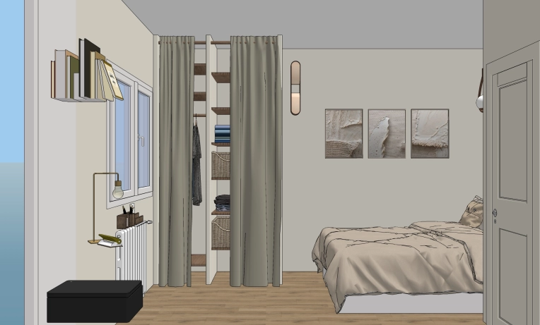 Wabi-sabi, Dressing, 3D ambiance, Plan, Layout