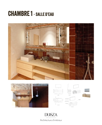 Minimaliste, Salle de bain, Projet complet, Création de meubles, 3D d'ambiance, Plan, Rénovation