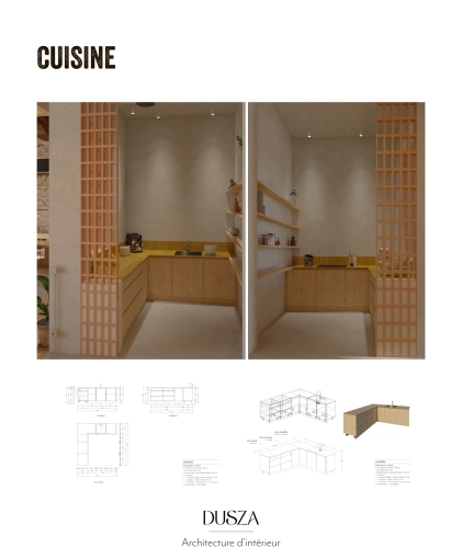 Minimaliste, Cuisine, Projet complet, Création de meubles, 3D d'ambiance, Plan, Rénovation