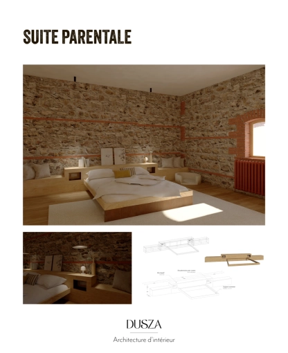 Minimaliste, Chambre, Projet complet, 3D d'ambiance, Plan, Rénovation
