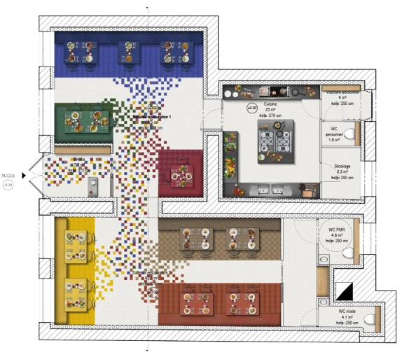 Restaurant, 3D d'ambiance, Plan