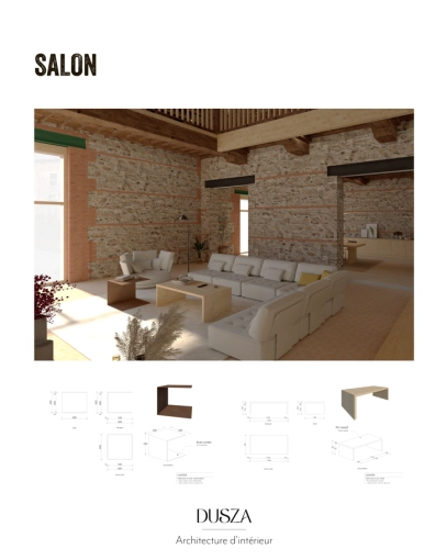 Salon / séjour, Projet complet, Création de meubles, 3D d'ambiance, Plan, Rénovation