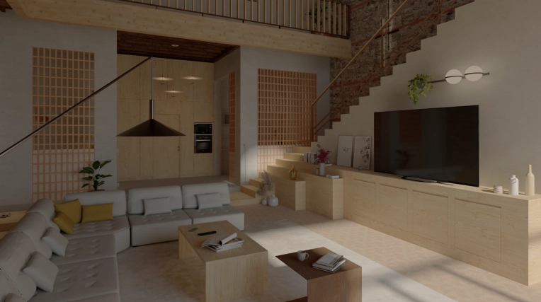 Salon / séjour, Projet complet, Création de meubles, 3D d'ambiance, Plan, Rénovation