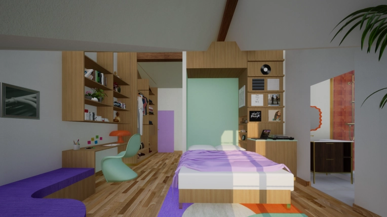 Chambre, Projet complet, 3D d'ambiance, Plan