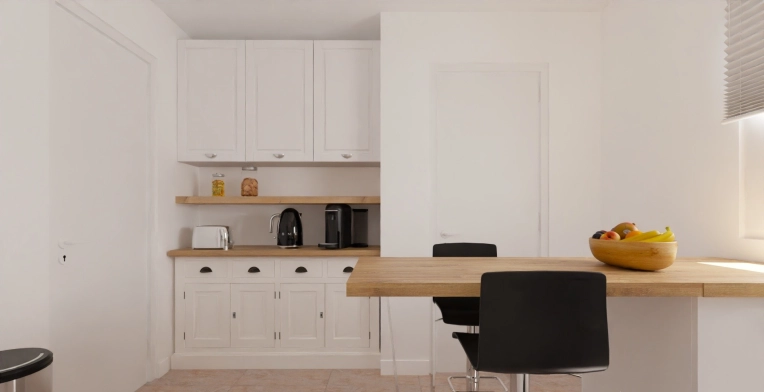 Minimalist, Scandinavian, Kitchen, Home Staging, Remote Coaching, 3D ambiance, Plan