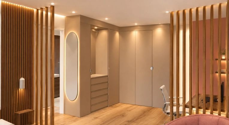 Contemporary, Chic, Dressing, Full Project, 3D ambiance, Renovation