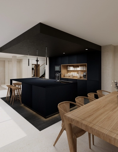 Minimalist, Kitchen, 3D ambiance