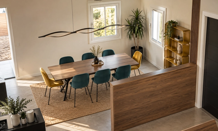 Rustic, Contemporary, Chic, Nature, Dining room, 3D ambiance