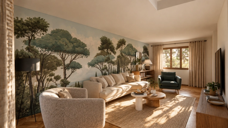 Nature, Living room, 3D ambiance, Plan, Renovation, Layout