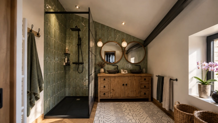 Bohemian, Bathroom, Plan, Renovation, Layout