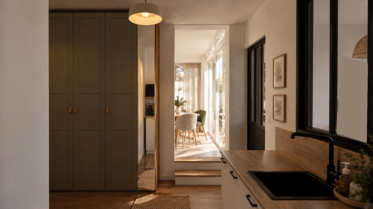 Scandinavian, Flats / Apartments, 3D ambiance, Plan, Renovation, Layout