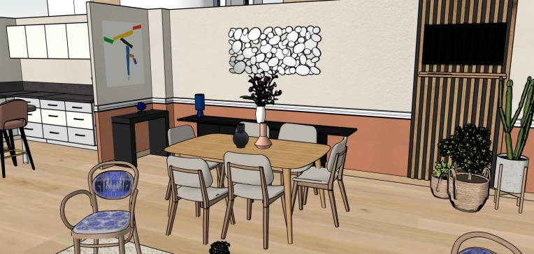 Contemporary, Chic, Dining room, Full Project